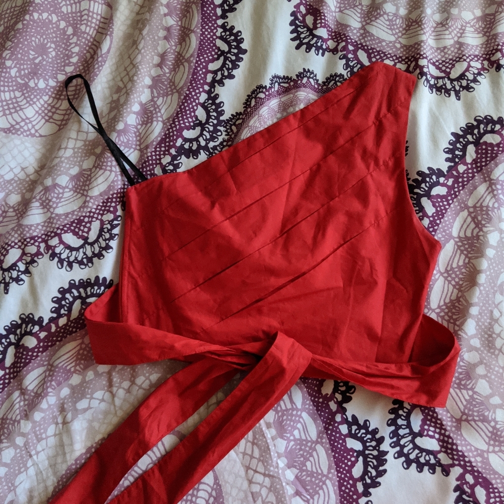 Red one shoulder top
